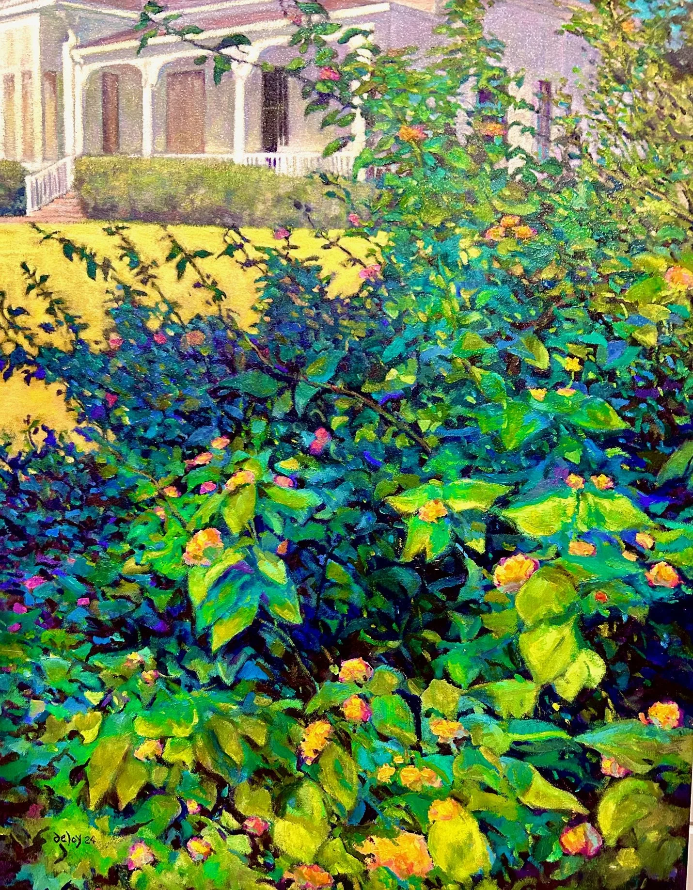 Yard with Lantanas,  28x36 inches, oil on canvas
$1,100