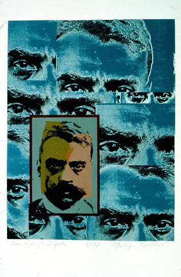Original Sikscreen art by chicano artist Malaquias Montoya. Title Ojos de Zapata.