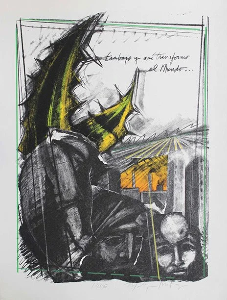 Original Sikscreen art by chicano artist Malaquias Montoya.