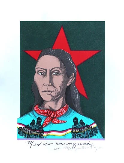 Original Sikscreen art by chicano artist Malaquias Montoya.