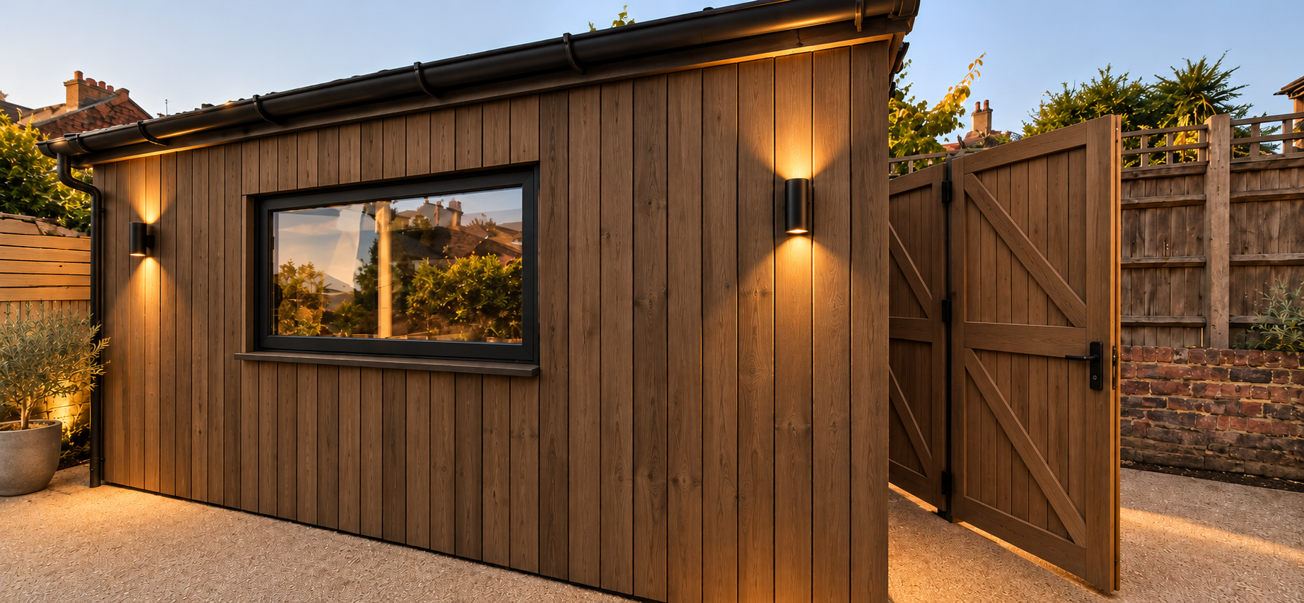 Warm Evening Garden Shed and Gate.png