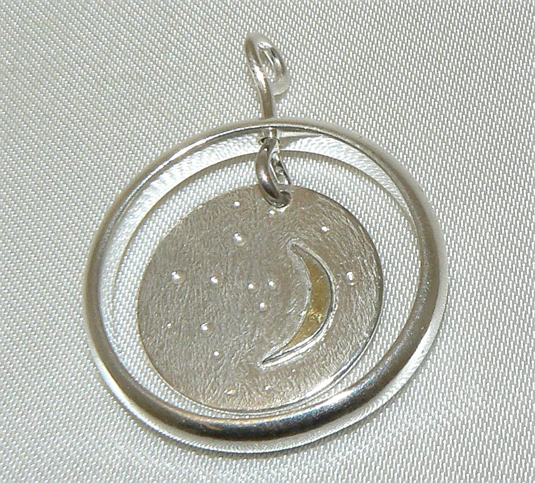 Moon in a ring pendant, 30mm