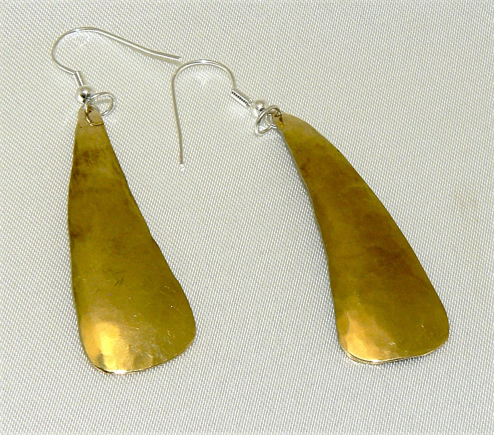 Hammered brass earrings, 50mm, 3g each - SOLD