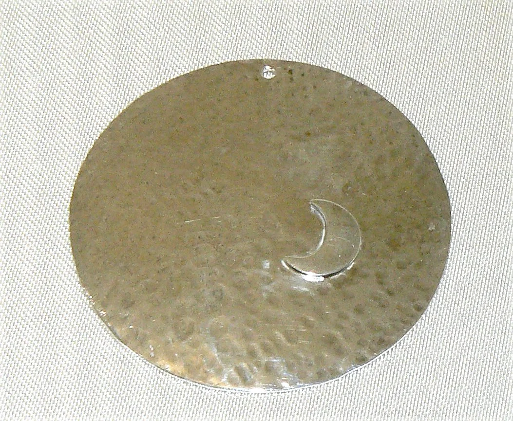 Hammered moon pendant, 45mm
