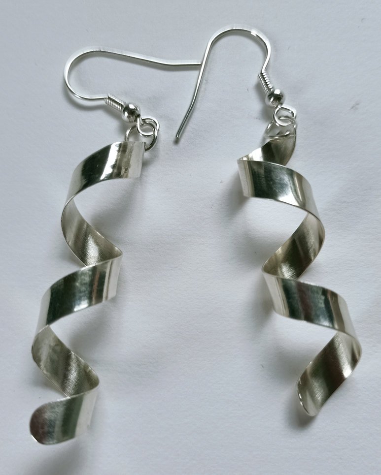 Sterling silver "twirl" earrings, 40mm -SOLD