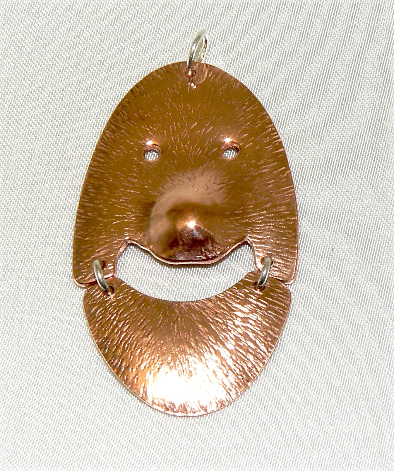 Happy face copper pendant, 60mm