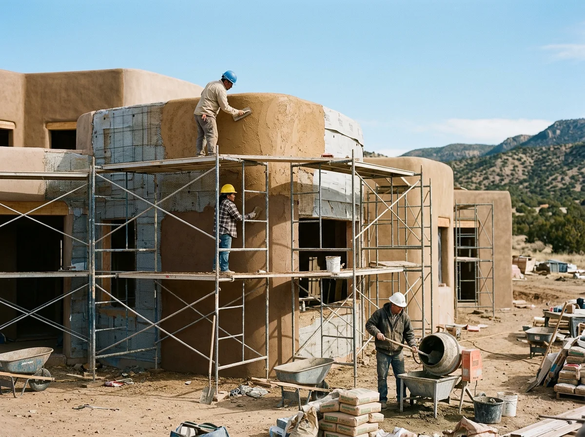 Commercial EIFS exterior insulation and finish system installation