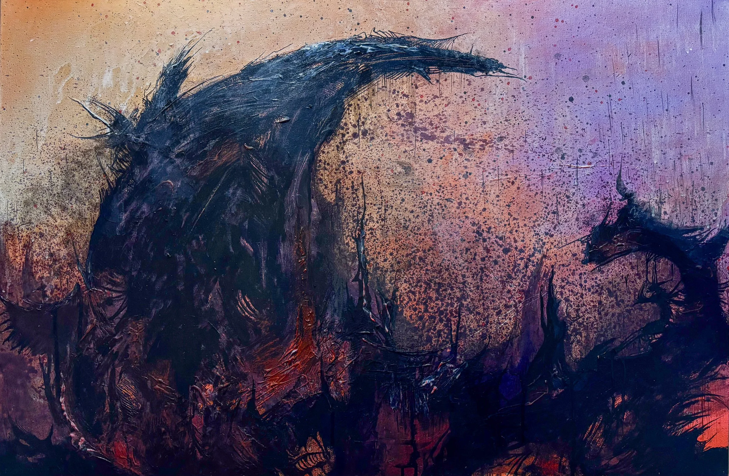 Creatures creatures creatures, 2026, acrylic on canvas, 36 x 24 in.