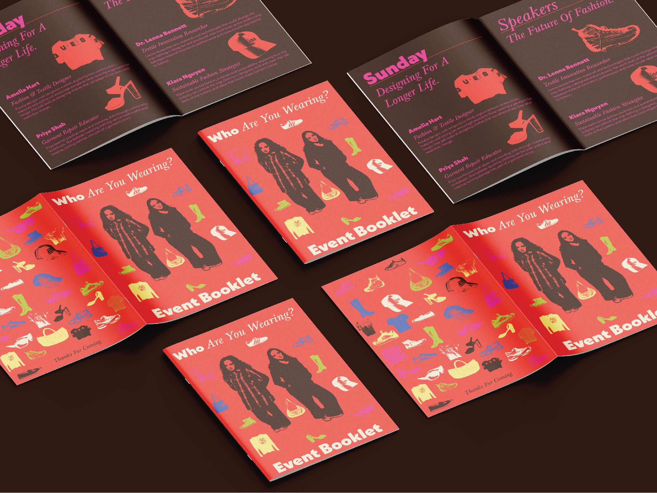 event booklets spread out