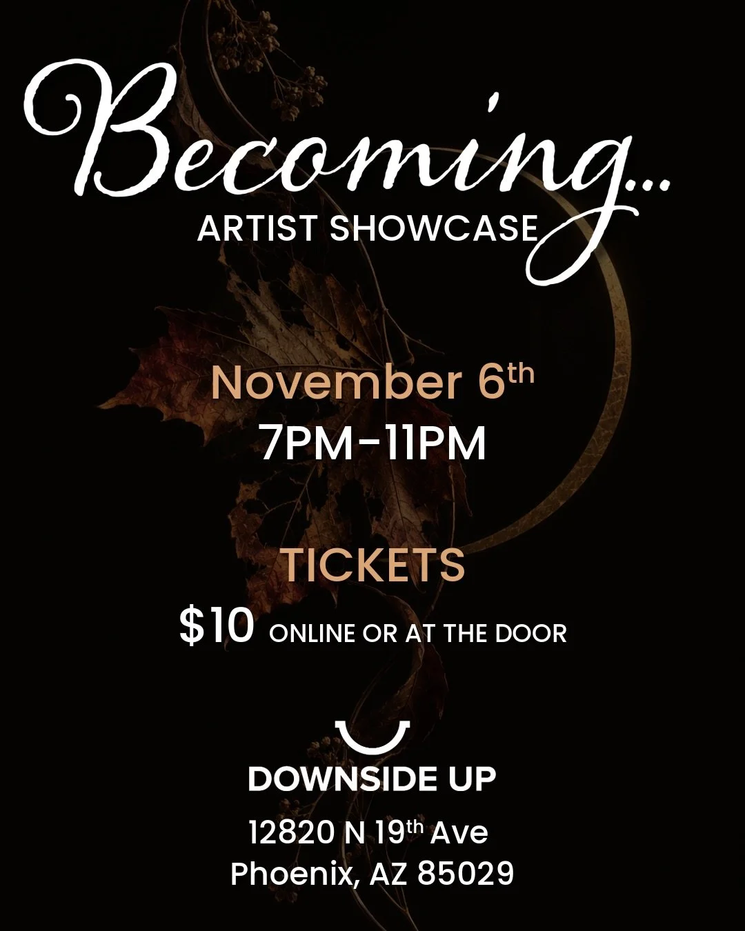 We&rsquo;re switching things up a little this First Friday! 
This month, we&rsquo;re bringing you a more relaxed and intimate showcase featuring 5 amazing local artists! We&rsquo;ll have poetry, singer-songwriters, and beautiful piano music throughou