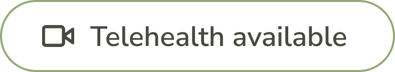 Telehealth available badge with video camera icon