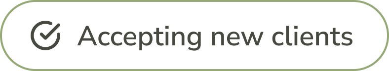 Green outlined button with a checkmark icon and the text “Accepting new clients.”