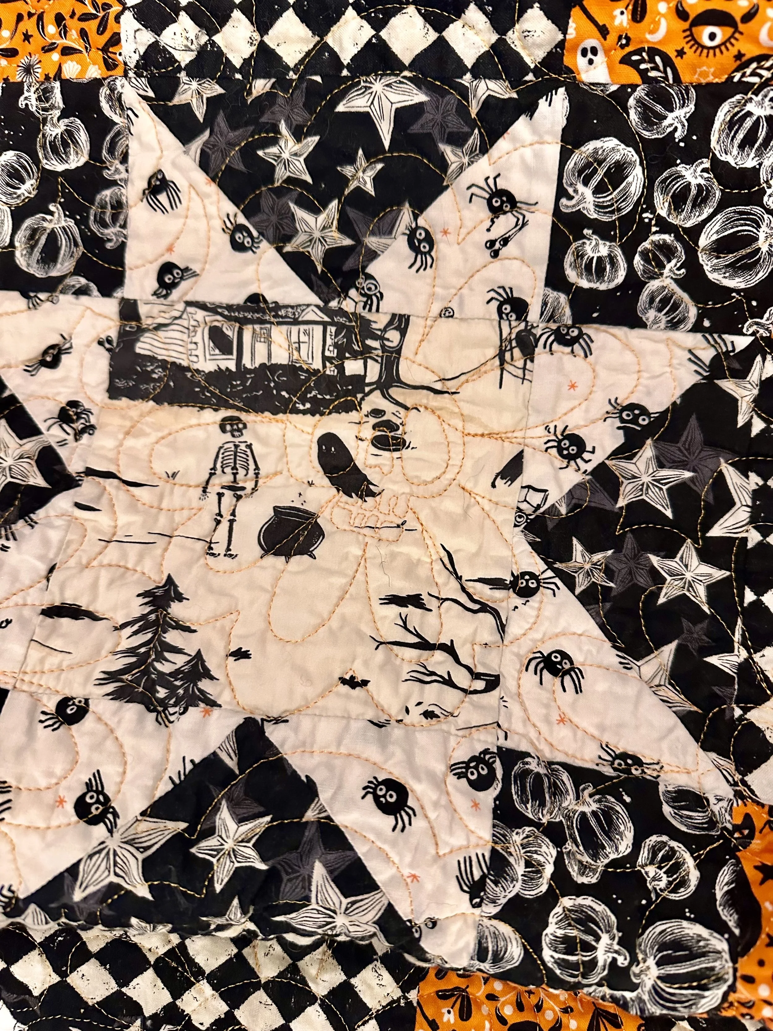 Halloween Star Quilt - Large Throw Size