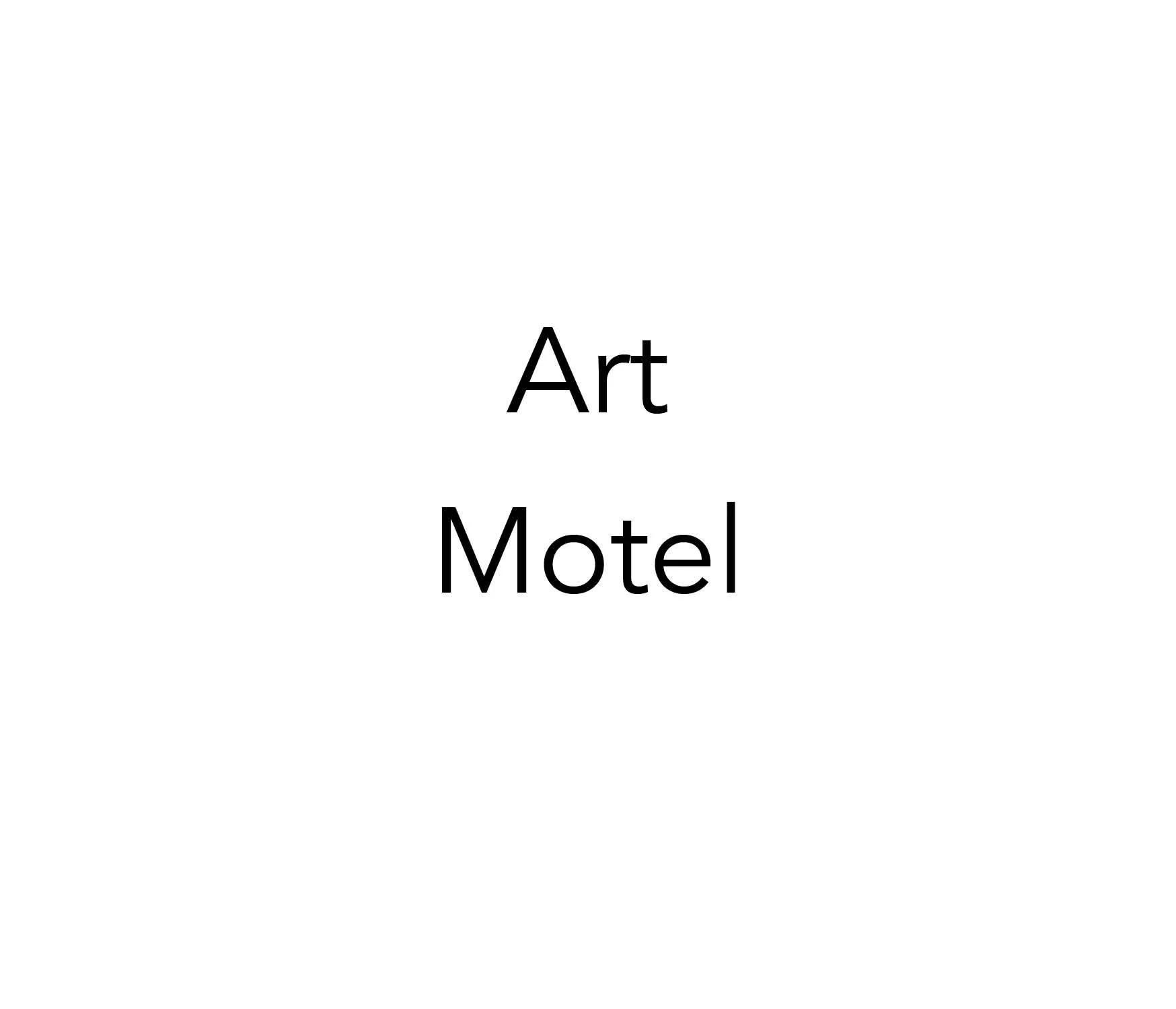 Black text reading “Art Motel” on a white background