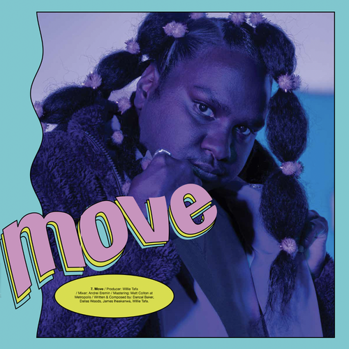Stylized purple-toned portrait of a woman with braided hair and flowers, overlaid with colorful “Love” text