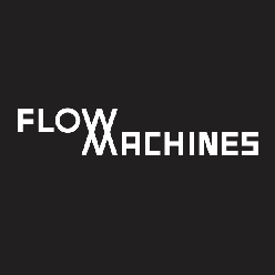 黒い背景に白文字で「FLOW MACHINES」と表示されたロゴ