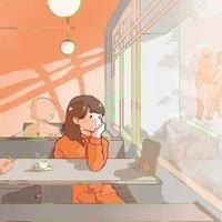 窓辺のカフェで飲み物を飲みながら外を眺める女性