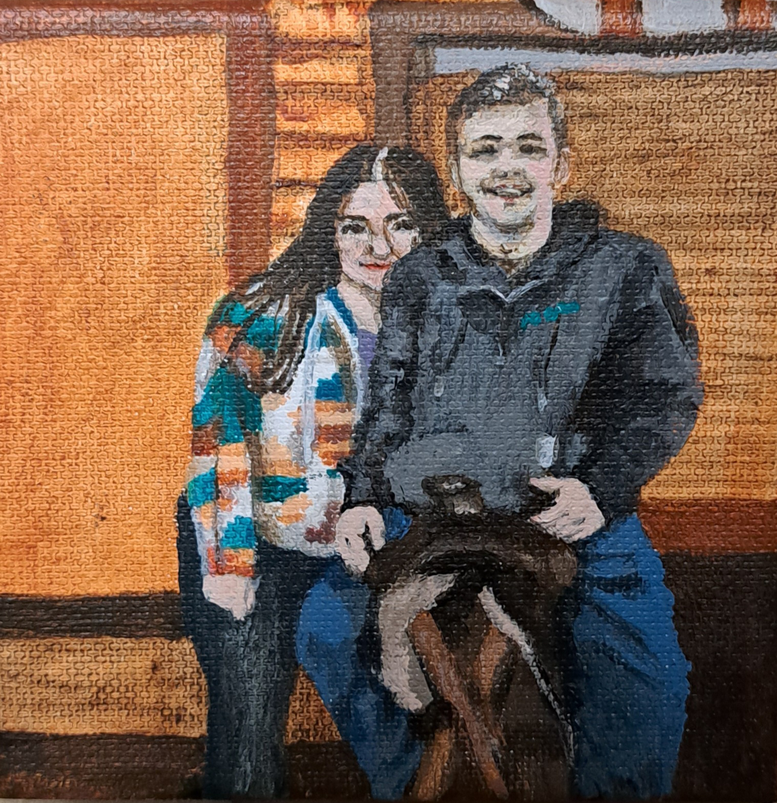 Couple portraits in acrylic (4" x 4")