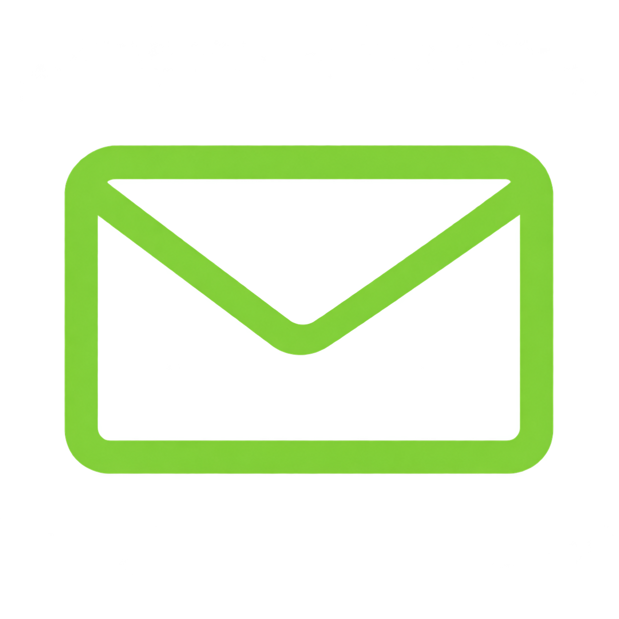 Green envelope icon on a transparent background