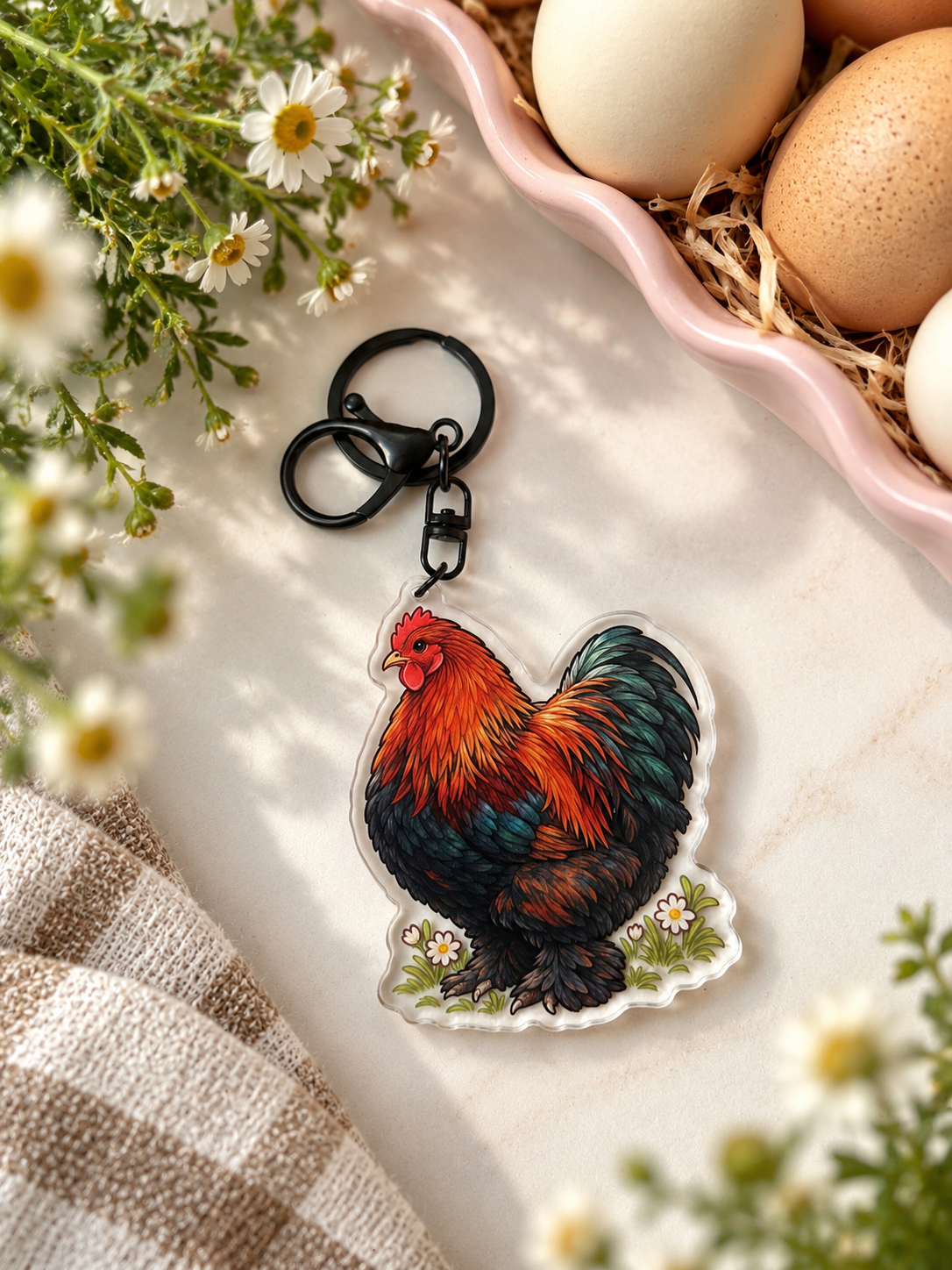Cochin Rooster Keychain