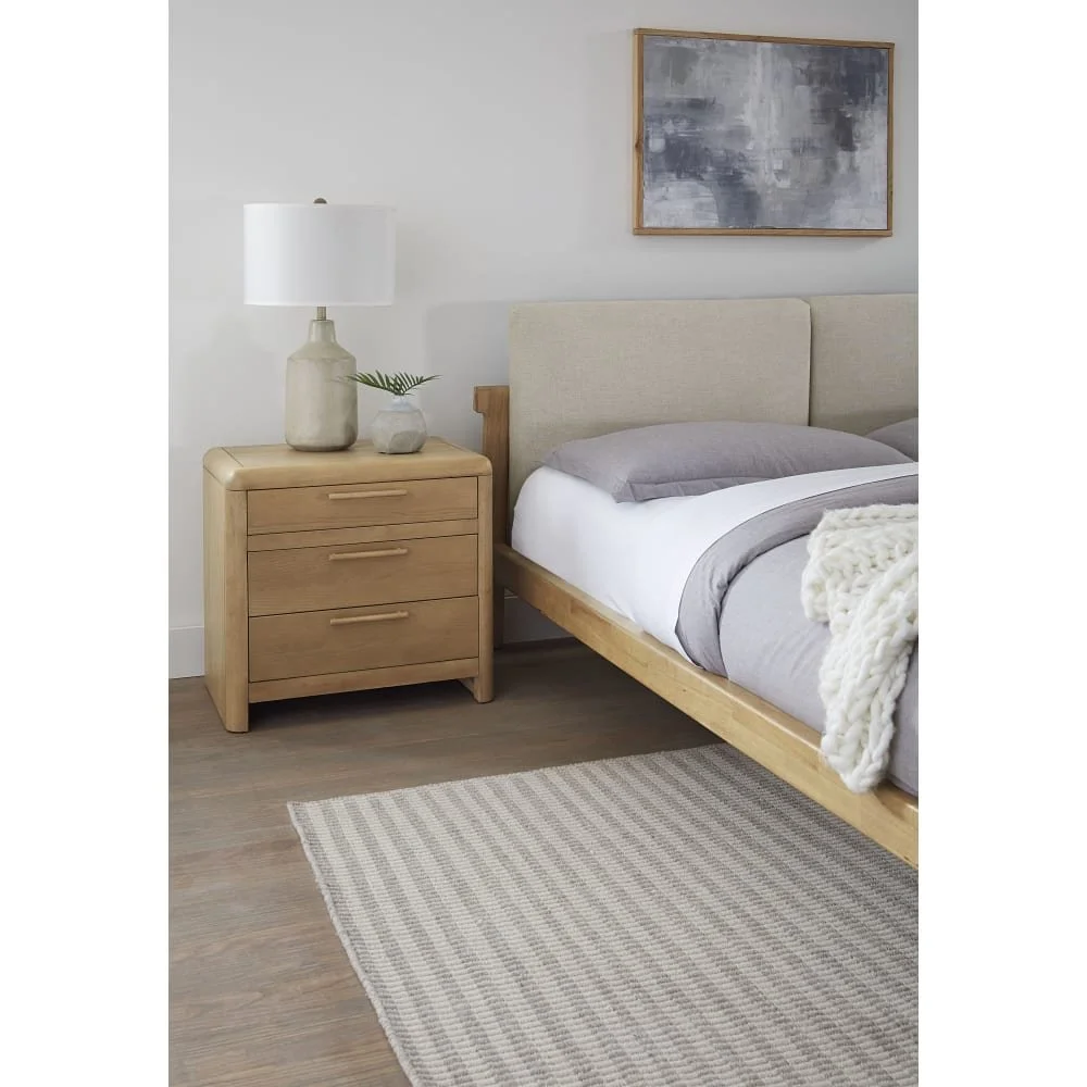 Modus Furniture Furano 3-Drawer Ash Wood Nightstand – Ginger