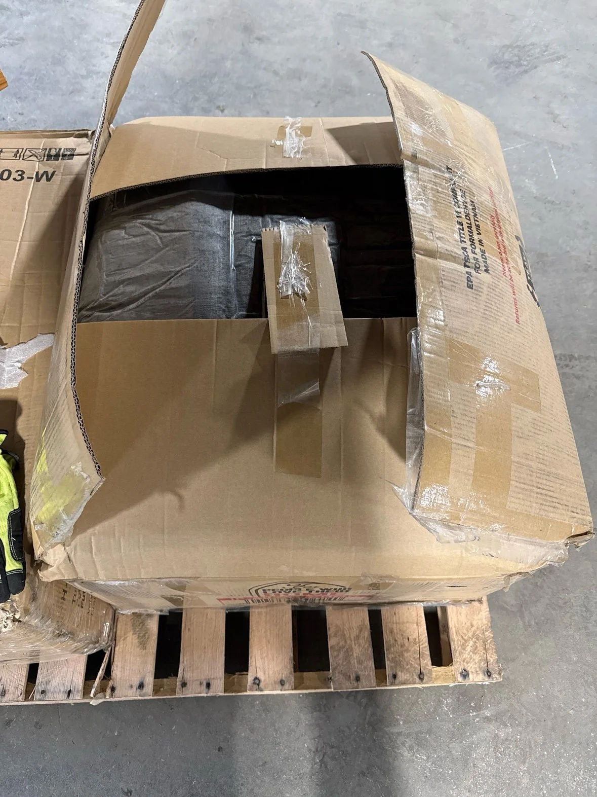 Latitude Run 53" Comfy Cloud Couch Deep Seat Sofa Chair With Throw Pillow – Black Chenille in its box at our Sylvania Bargain Bin warehouse