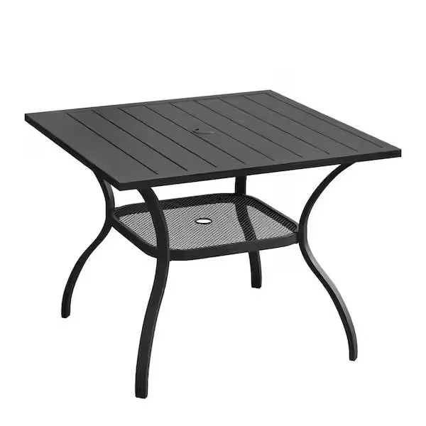 vicllax 37.8" Black Square Outdoor Patio Dining Table for 4 With All-Weather Metal Frame — product photo