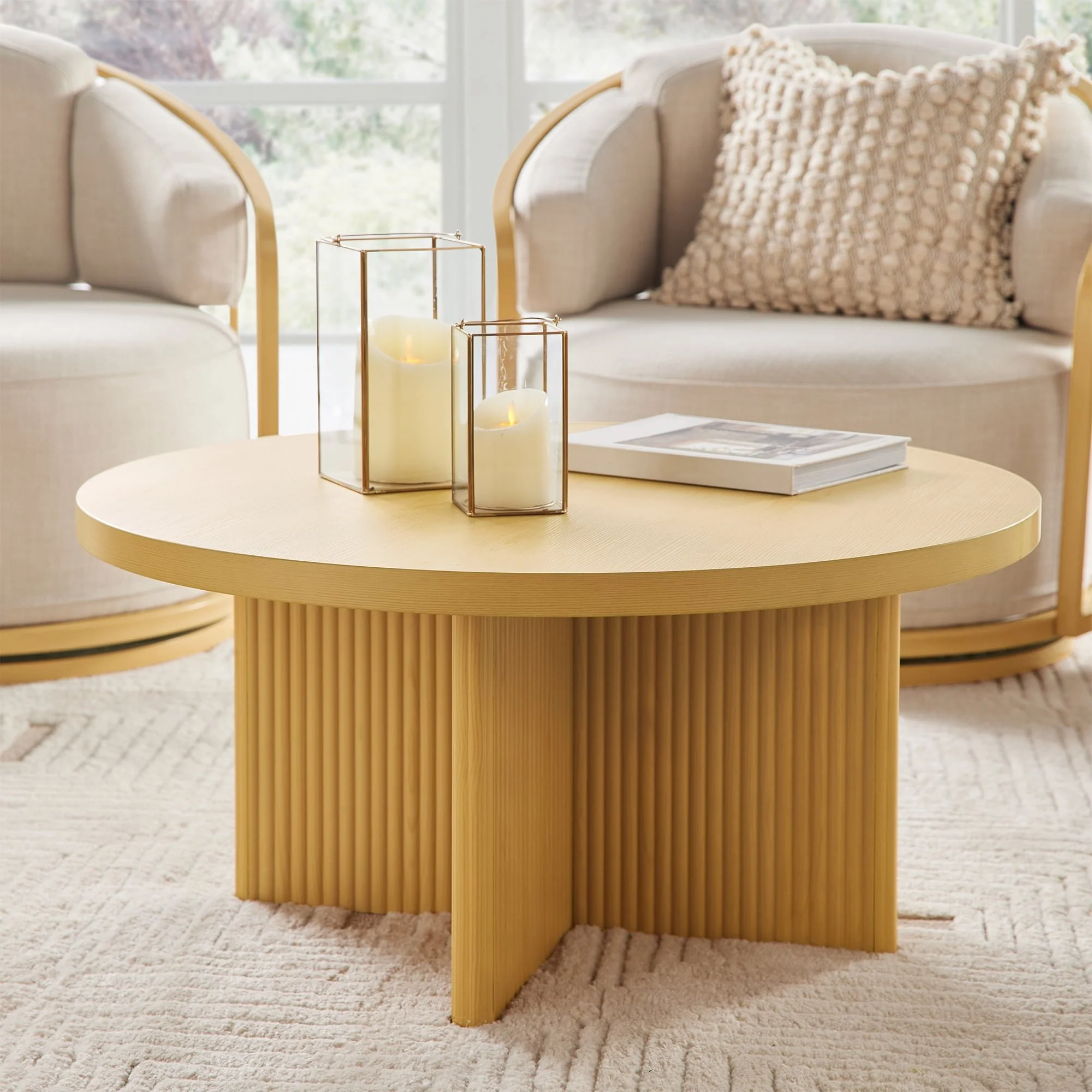 Better Homes & Gardens Lillian Fluted Coffee Table – Natural Pine