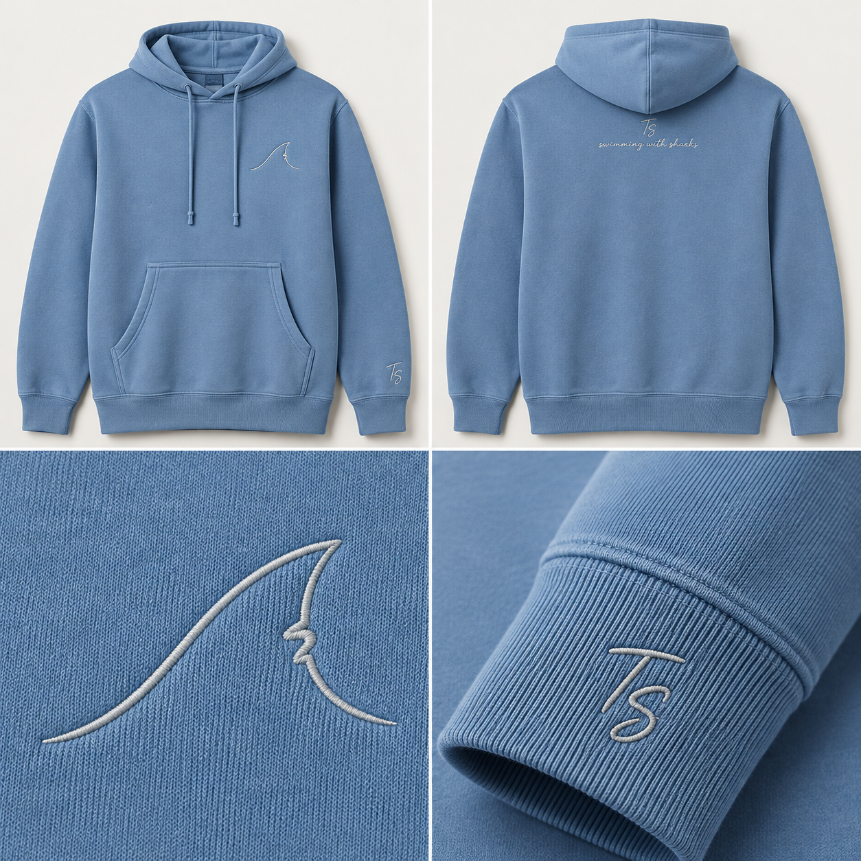 Swimming with Sharks | Light Blue Plush Hoodie