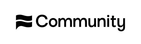 Community logo with a black wavy flag icon and the word “Community”