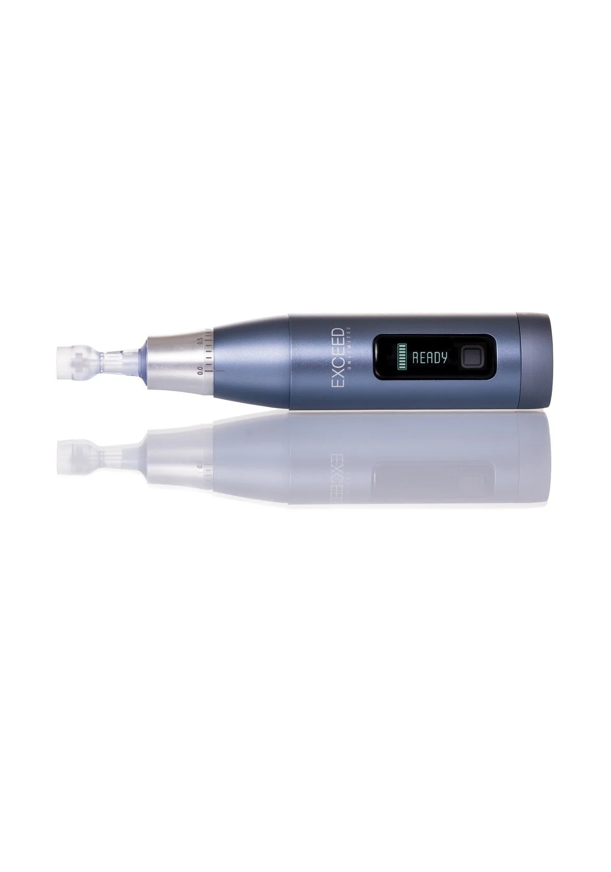Exceed electric skincare device with digital READY display and disposable treatment tip