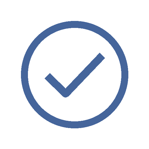 Icône de validation bleue représentant une coche à l’intérieur d’un cercle