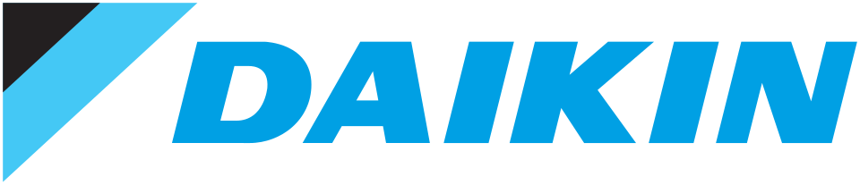Logo bleu de Daikin sur fond noir