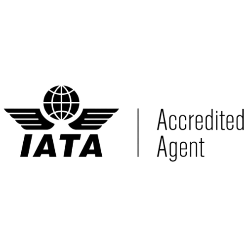 IATA Accredited Agent logo with winged globe emblem