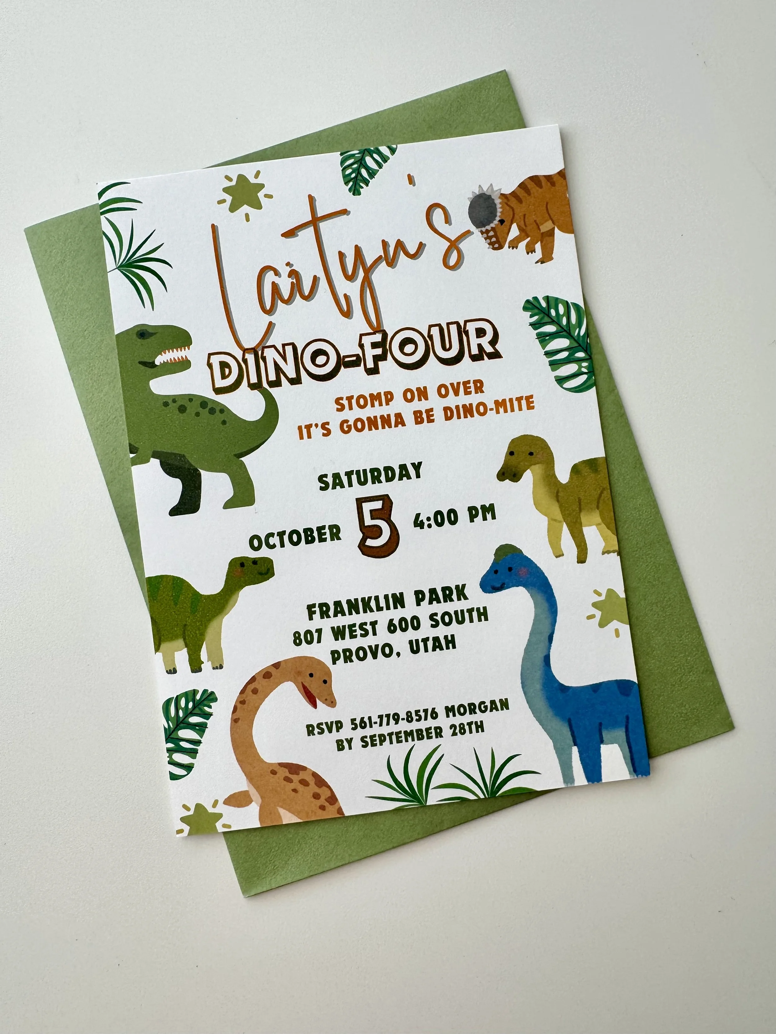 Dino Four Birthday Invitation