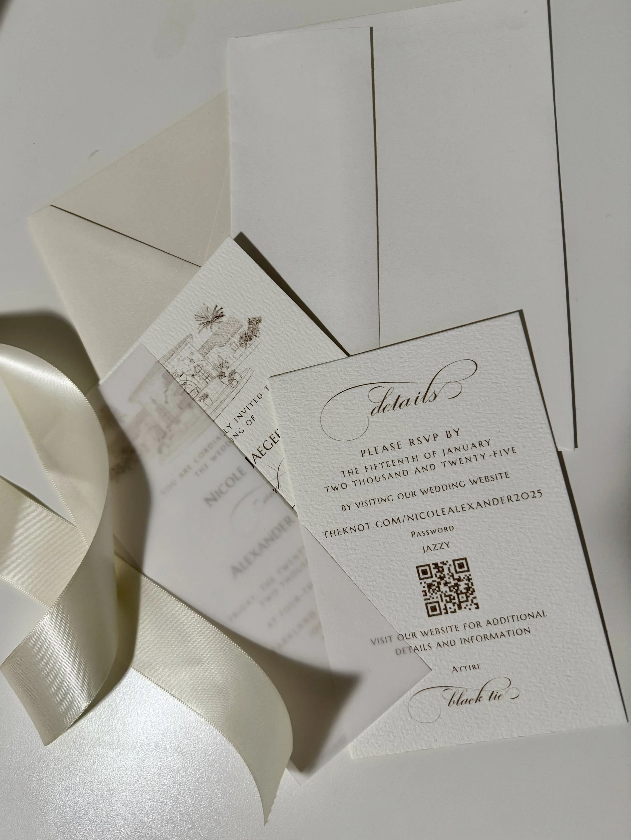 textured paper invitation pieces