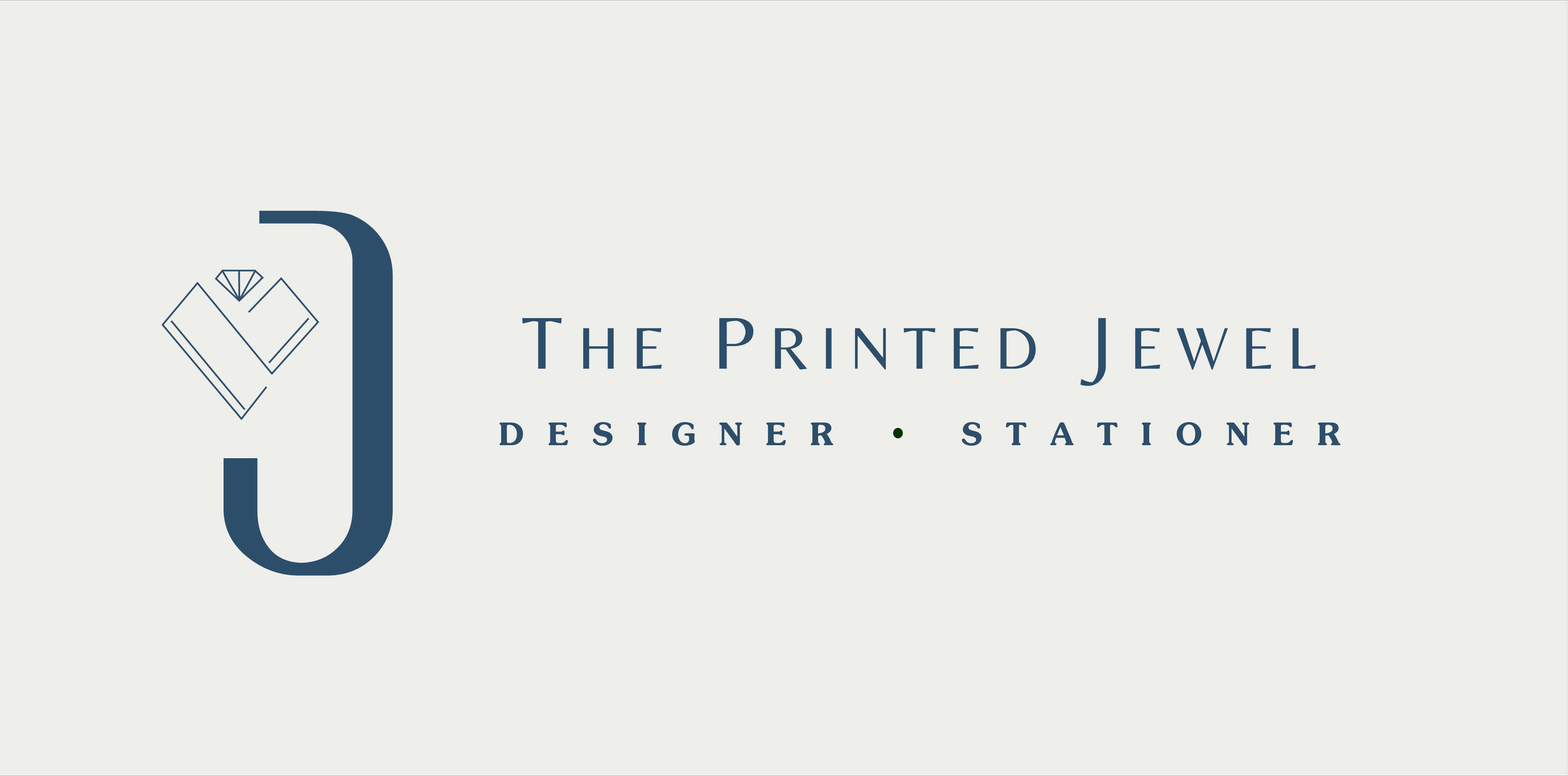 The Printed Jewel logo with a diamond graphic and the tagline “Designer Stationery.”