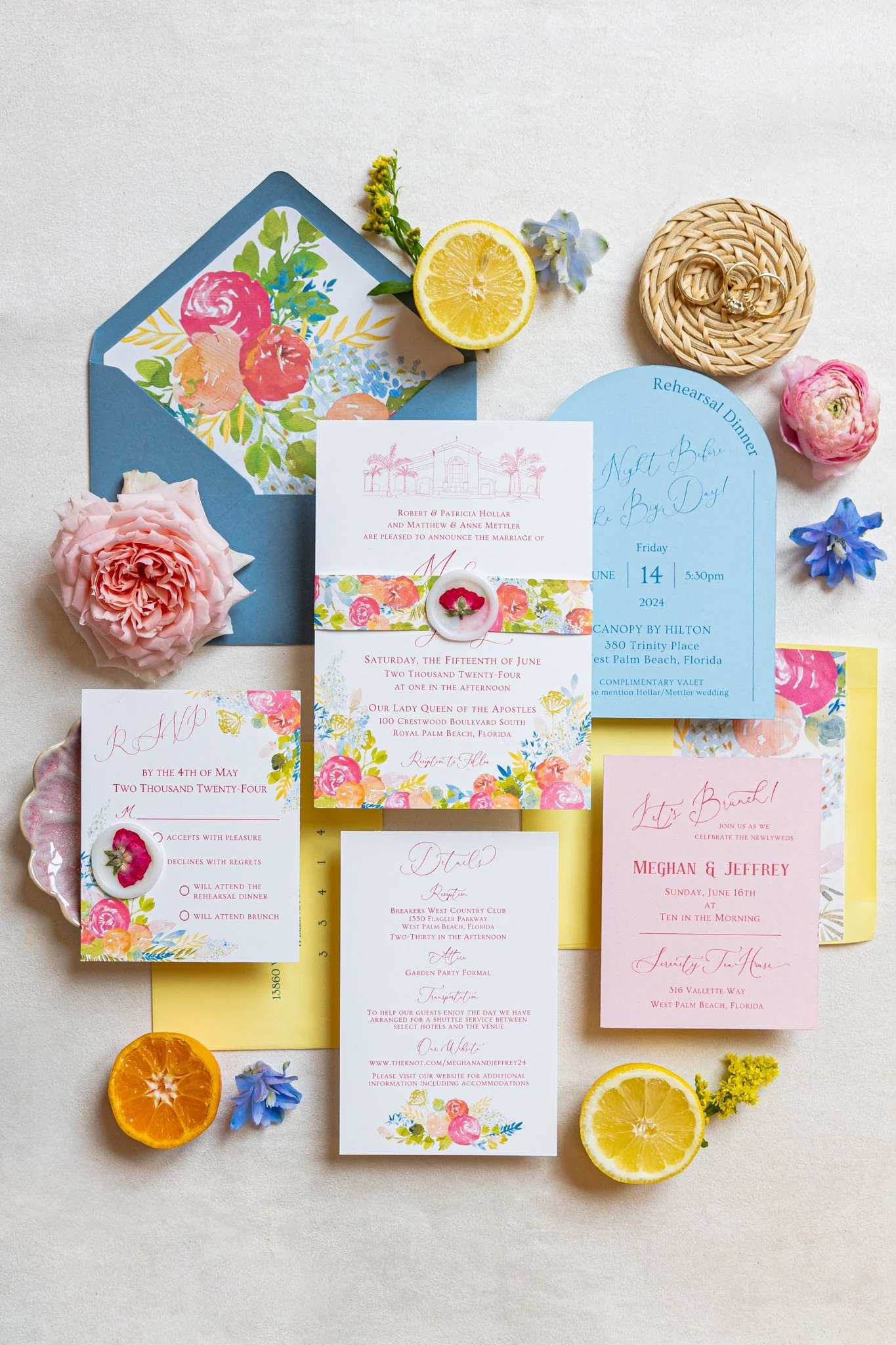 wedding invitation suite colorful florals