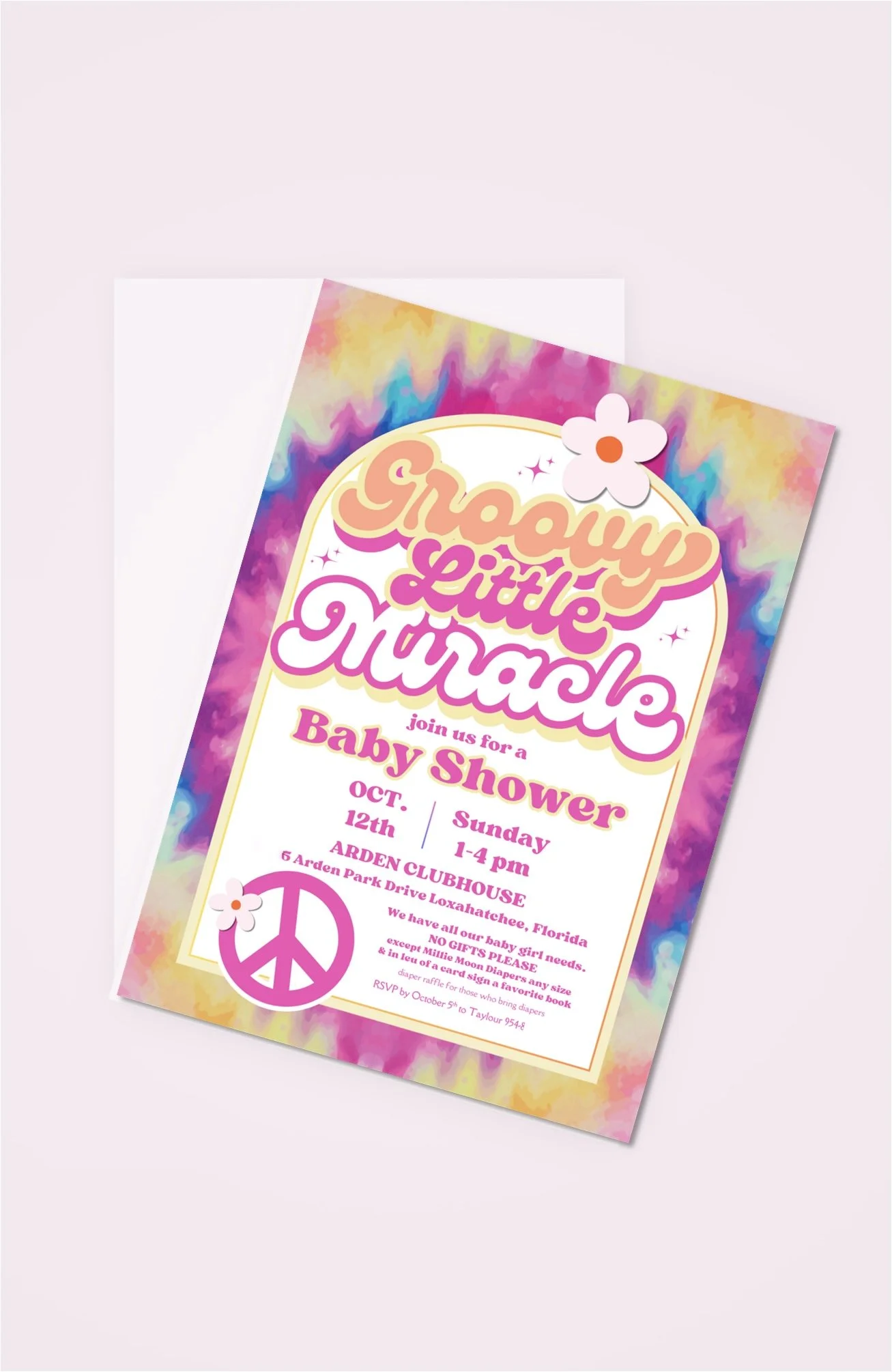 Groovy Little Miracle Baby Shower Invitation