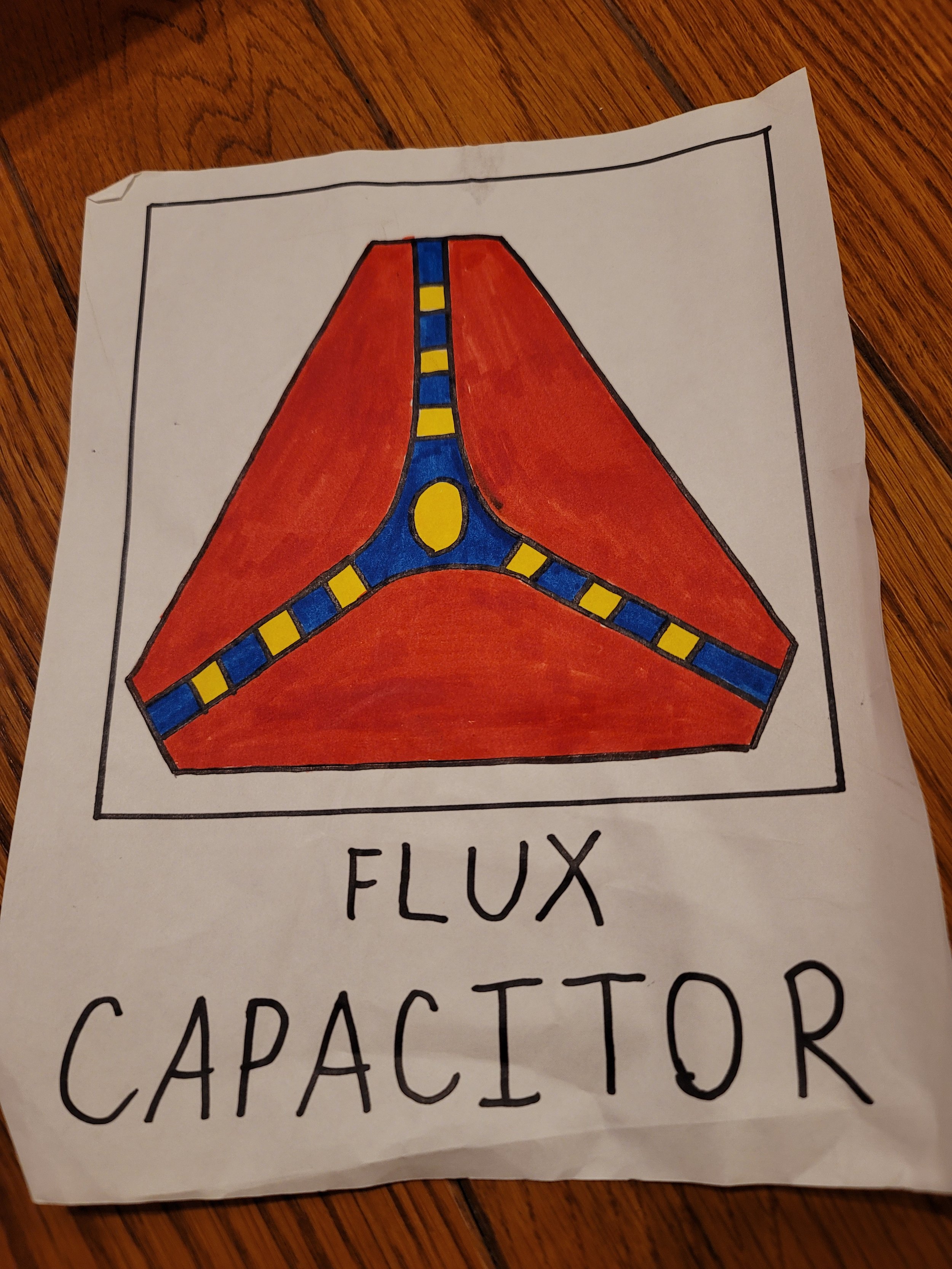 Hand-drawn colorful flux capacitor