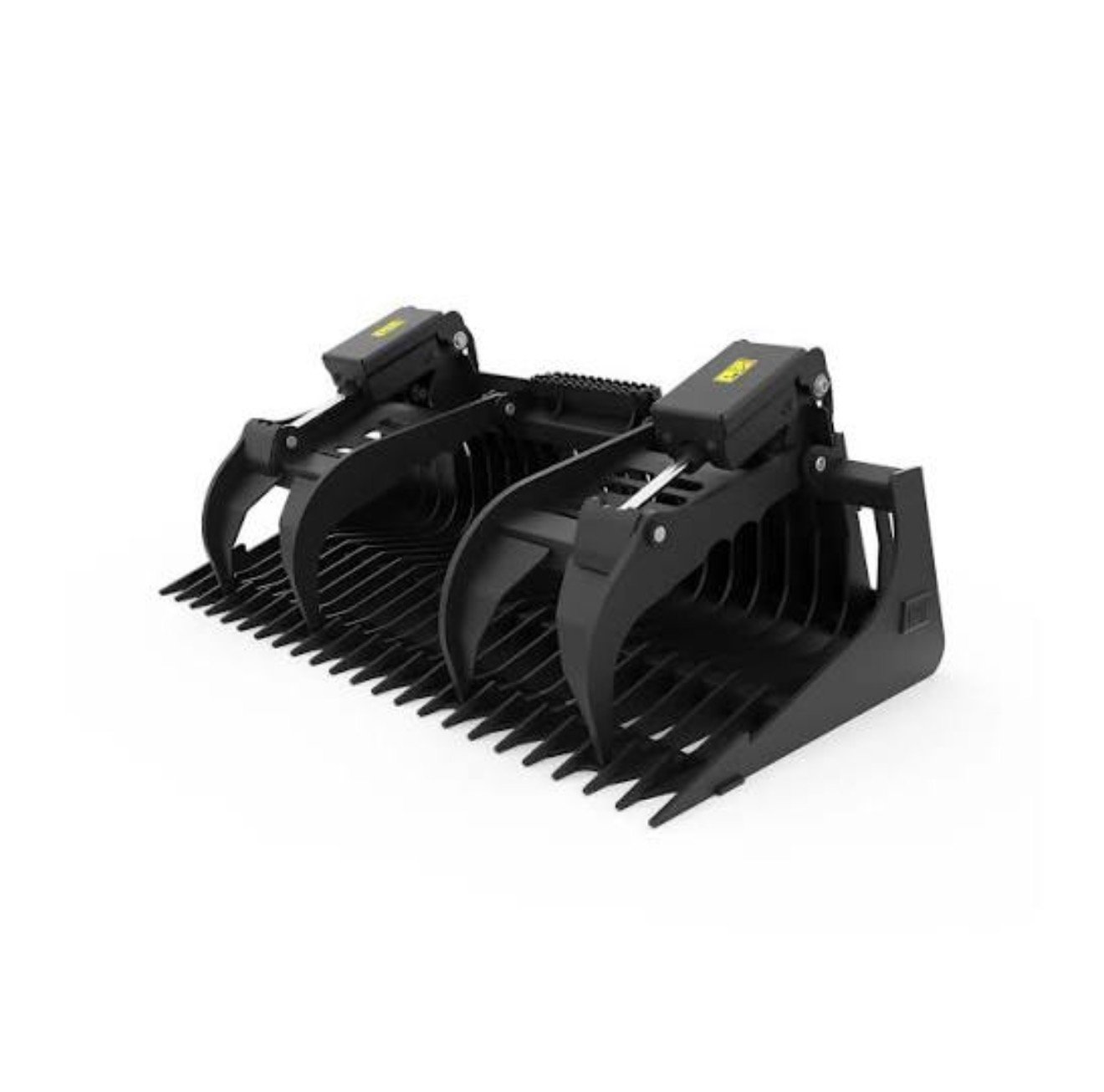 Black hydraulic grapple bucket attachment for a skid steer or compact tractor