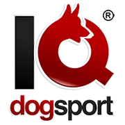 Logo mit Wortmarke 'IQ dog sport' in Rot und Schwarz