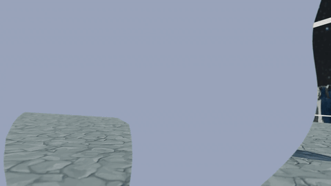 Abstrakte graue 3D-Form mit steinähnlicher Oberfläche vor hellblauem Hintergrund