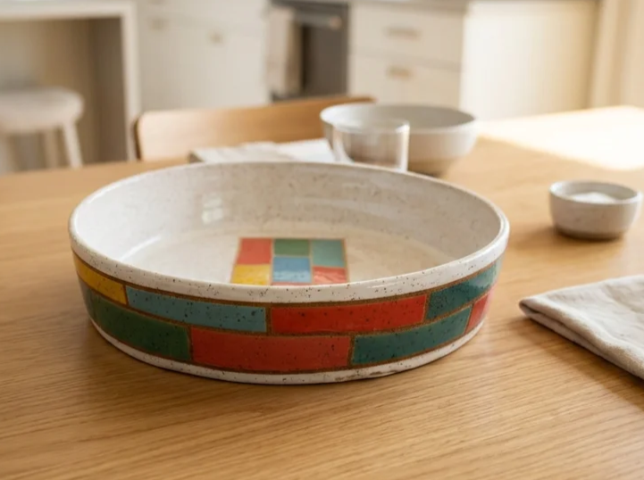 Large Color Block Round Platter