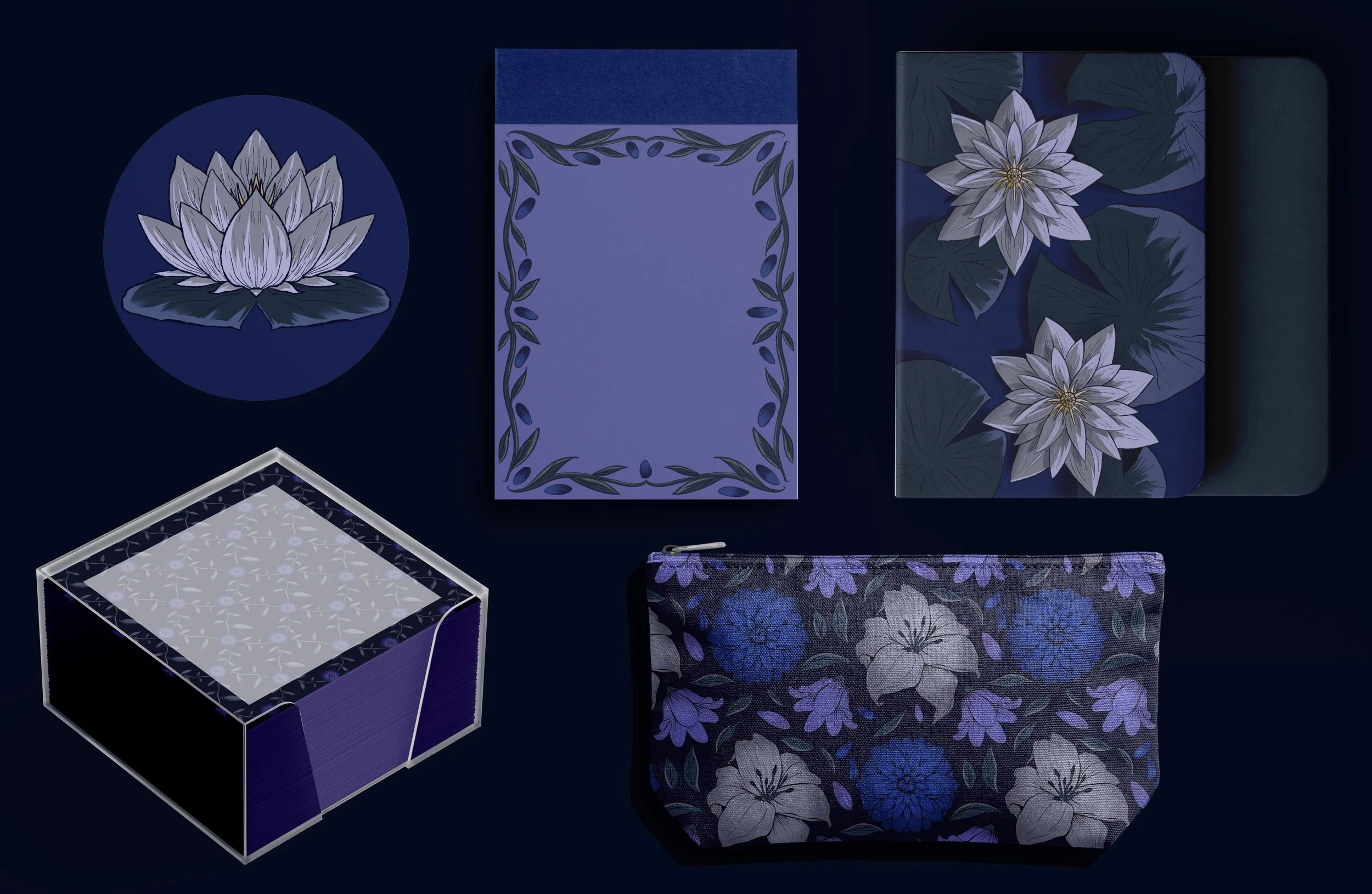 “Midnight Floral” Stationary Set, 2026