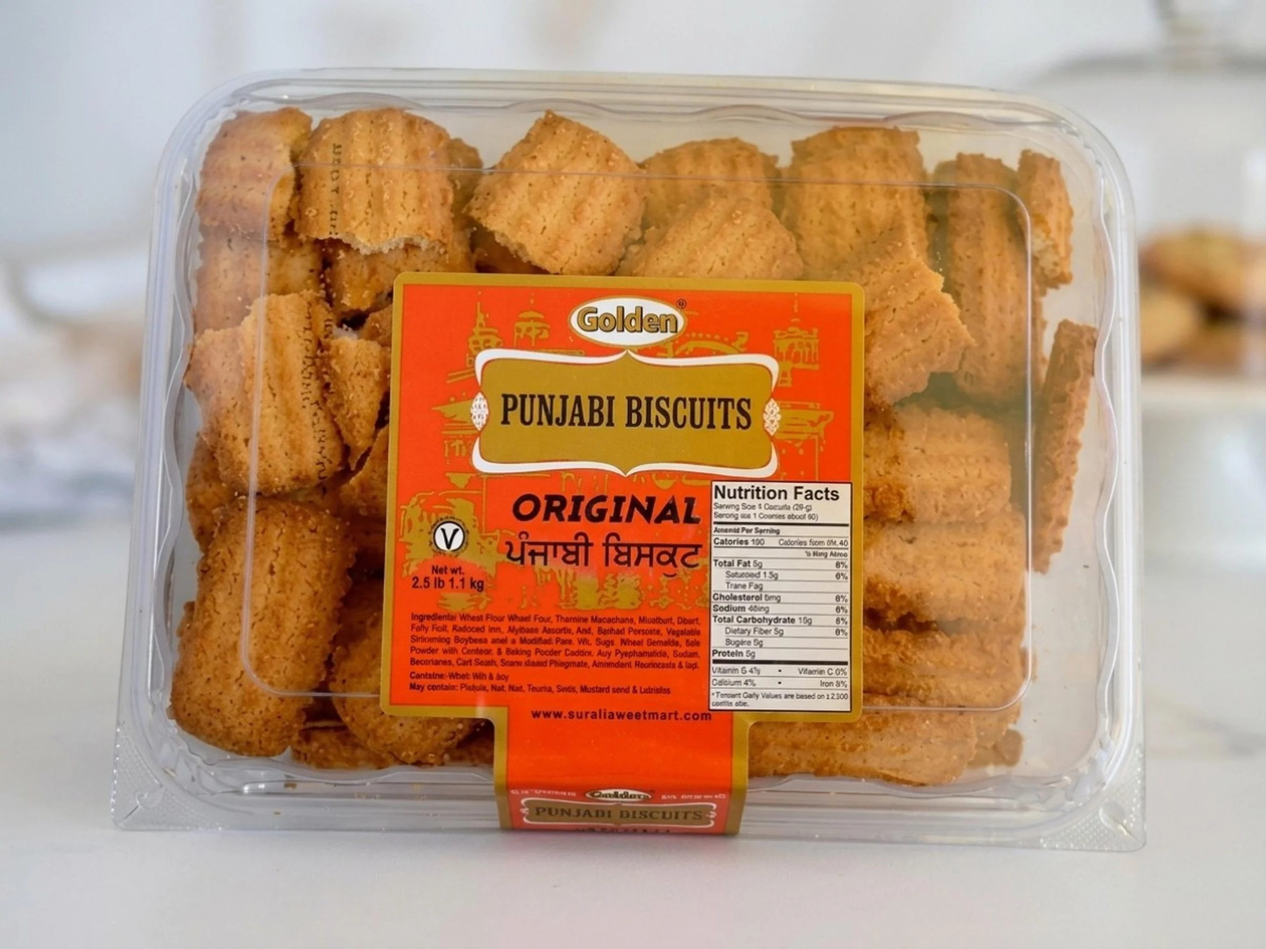 Clear package of Golden Original Punjabi biscuits