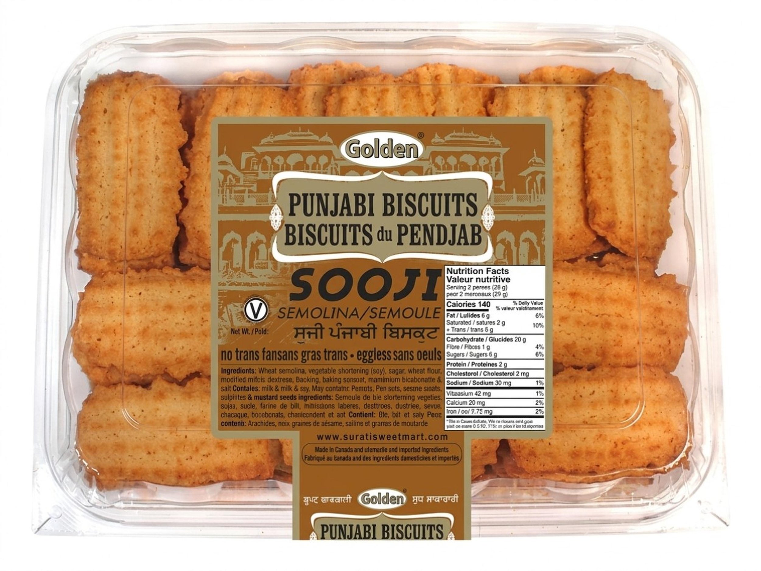 Package of Golden Punjabi biscuits made with semolina