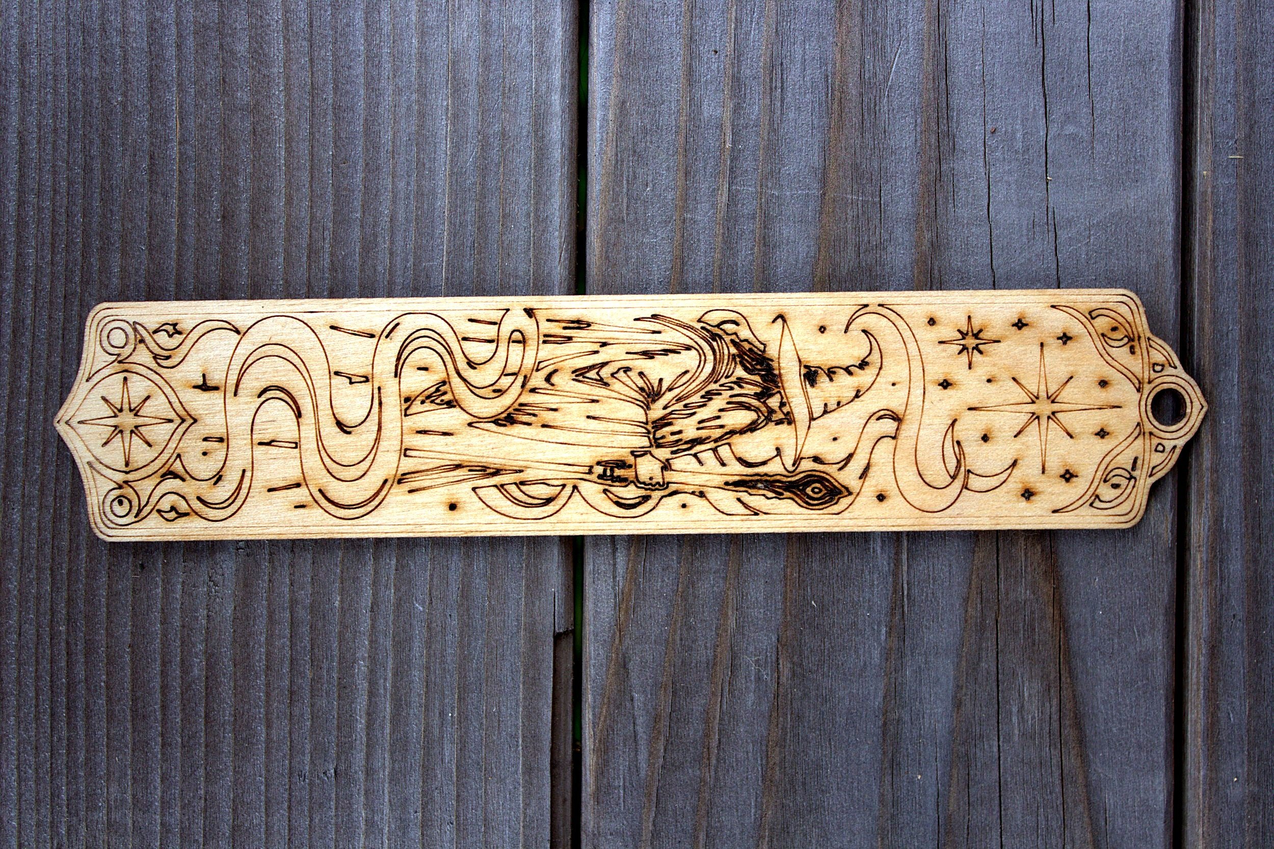 Laser-engraved bookmark — wizard design