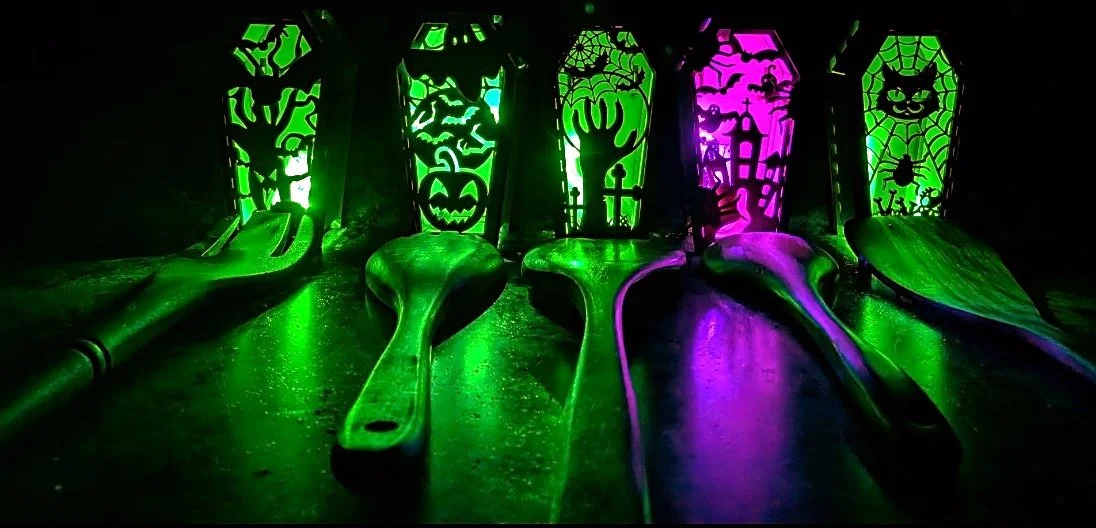 Coffin luminaries, lit
