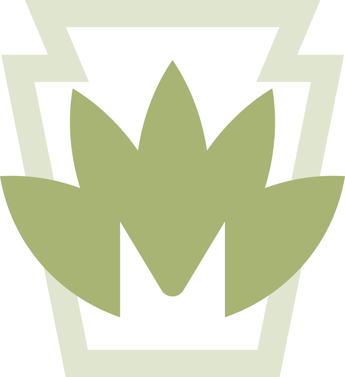 Stylized green lotus flower emblem on a black background